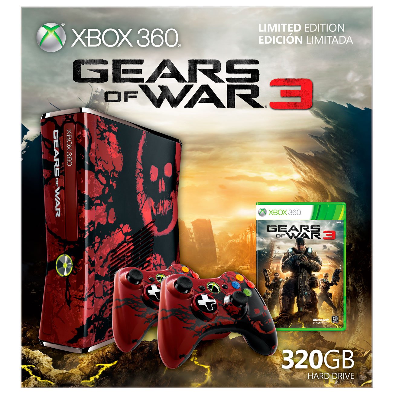 XBOX-360-Gears-of-war-edition.jpg Xbox 360 Gears of War 3 Limited Edition Console Bundle With Kinect - Image 6